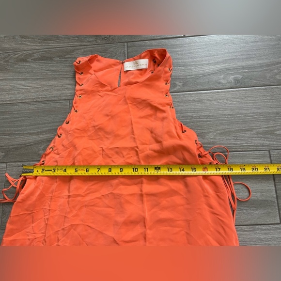 Amanda Uprichard| Neon Coral Silk Dress with Cute Sleeve Details, Size Medium••• - Picture 11 of 13